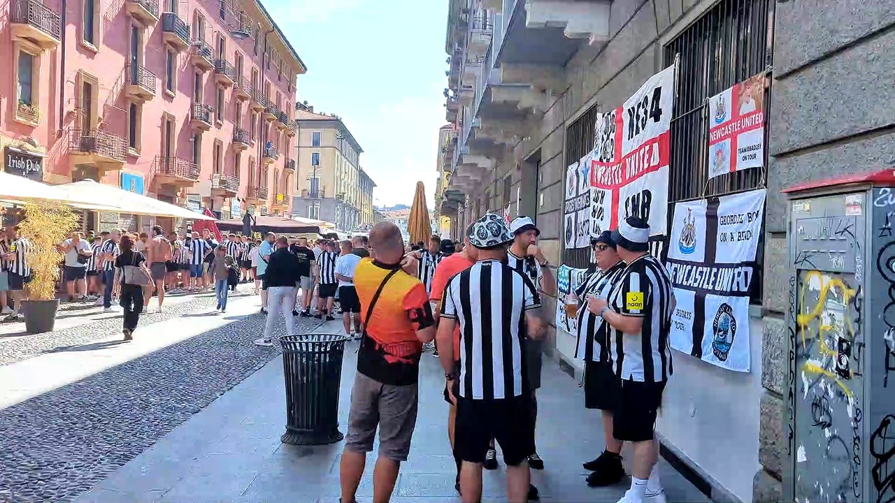 Newcastle United fans in Milan