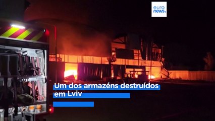 Ataque com drones em Lviv destrói armazém com ajuda humanitária