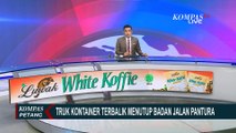 Terguling, Truk Kontainer Sepanjang 10 Meter Tutupi Badan Jalan Pantura Jalur Jawa-Jakarta!