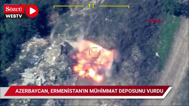 Ermenistan ordusuna ait mühimmat deposunun ve sığınağın imha anı