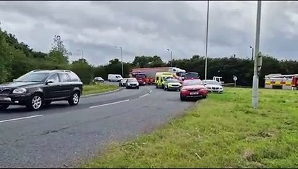 Crash at J31 of the M1 northbound in Aston, near Sheffield