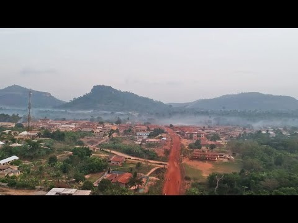 Drone African Village Life And The Holy Mountain of Banko - Ghana - Africa