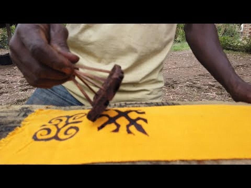 Traditional Ghana Adinkra Symbols Fabric Printing In Ntonso