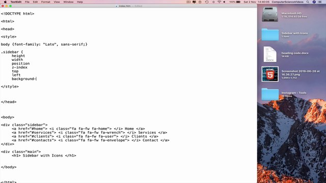 How to CODE a Sidebar Navigation Menu with Icons Using HTML5 & CSS3 | New