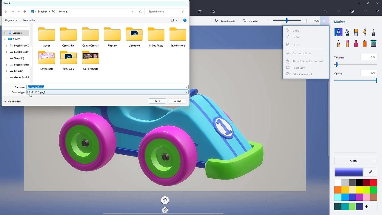 Paint 3D Course Section 39 Taking Screenshot