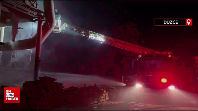 Düzce'de kereste fabrikasının toz silosunda çıkan yangın söndürüldü