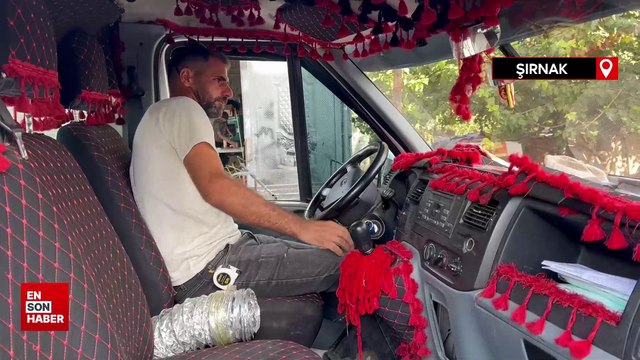 Şırnak'ta sıcaklıkla baş edemeyen vatandaş aracına atıl malzemelerden klima yaptı