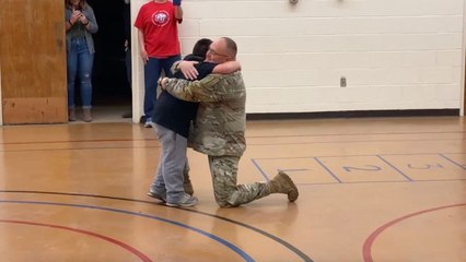 Military Dad Surprises Son Before His Birthday During Gym Class