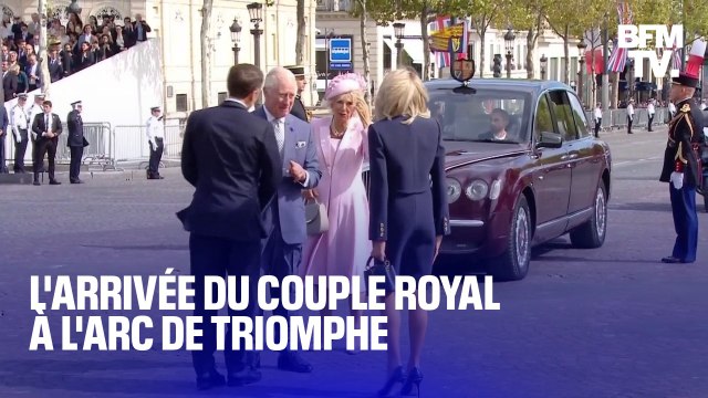 L'arrivée du couple royal britannique à l'Arc de Triomphe