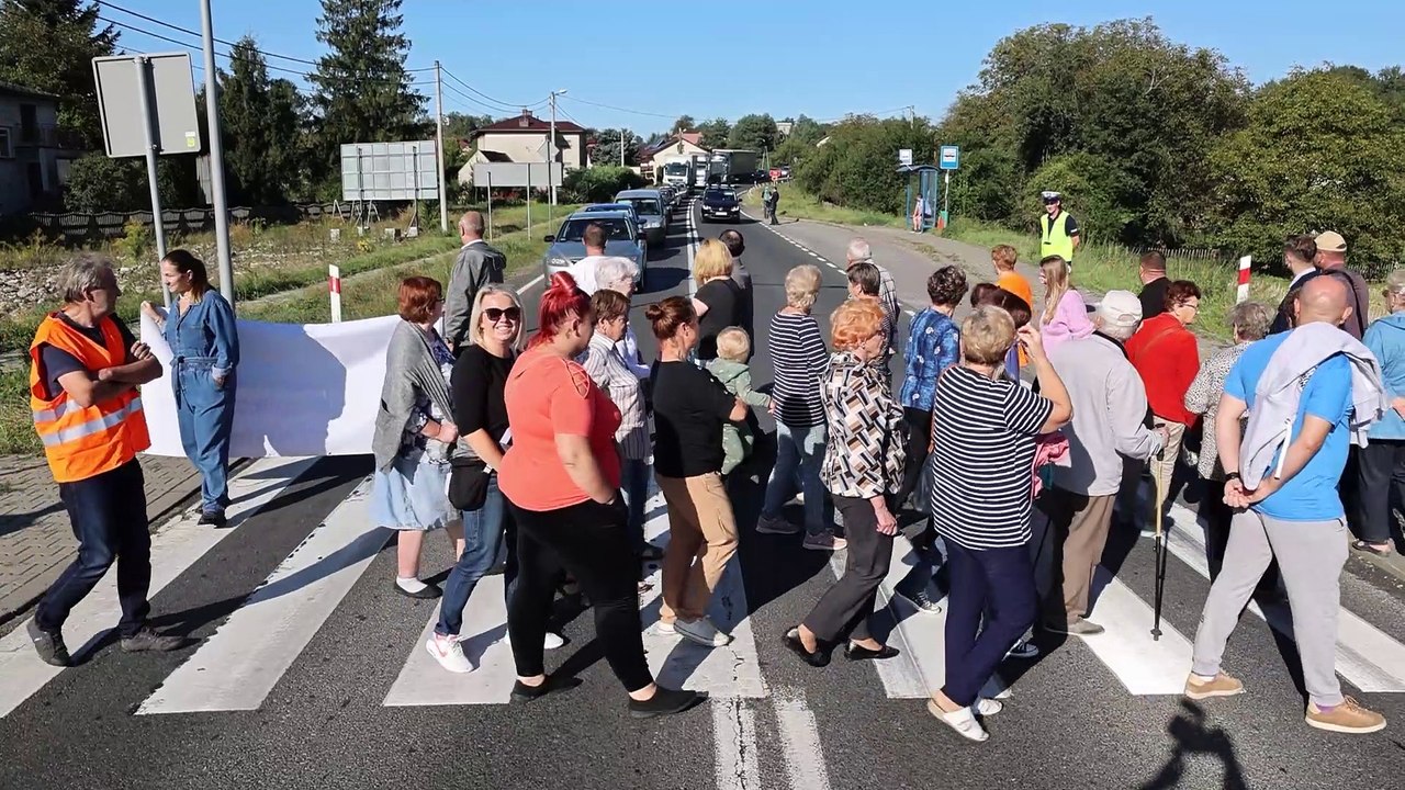 Niegoszowice - protest na drodze krajowej