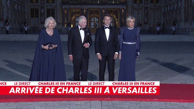 Visite de Charles III en France : le roi et la reine Camilla arrivent au château de Versailles