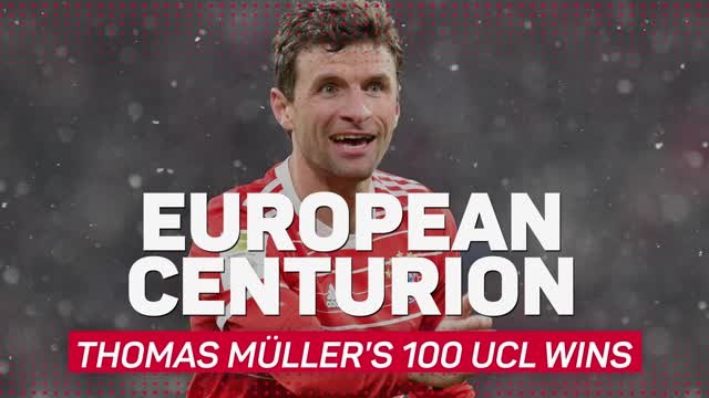 Champions League Centurion - Thomas Muller celebrates 100th UCL win