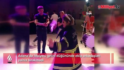 İtfaiyeci gelini ekip arkadaşları yalnız bırakmadı