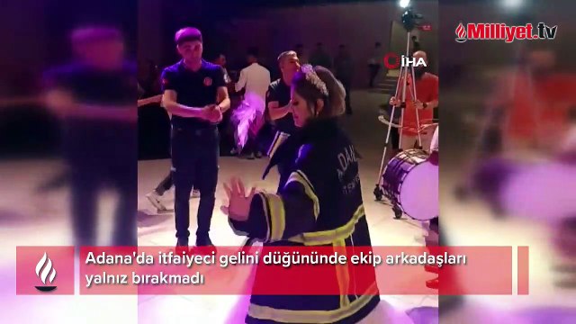 İtfaiyeci gelini ekip arkadaşları yalnız bırakmadı