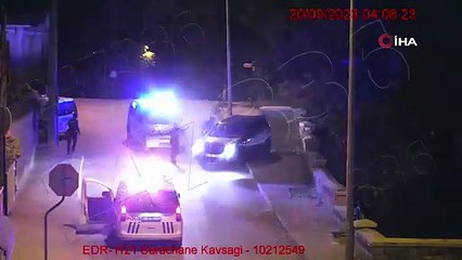 Polisten kaçan aracın uçtuğu anlar kamerada