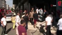 5 katlının binanın giriş katındaki tekstil atölyesinde yangın çıktı, binada mahsur kalanlar itfaiye merdiveniyle kurtarıldı