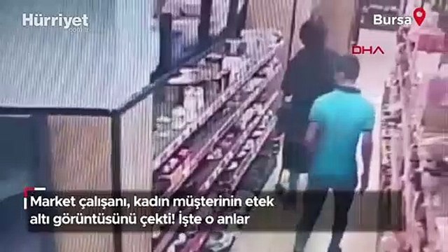 Market çalışanı, kadın müşterinin etek altı görüntüsünü çekti! O anlar kamerada
