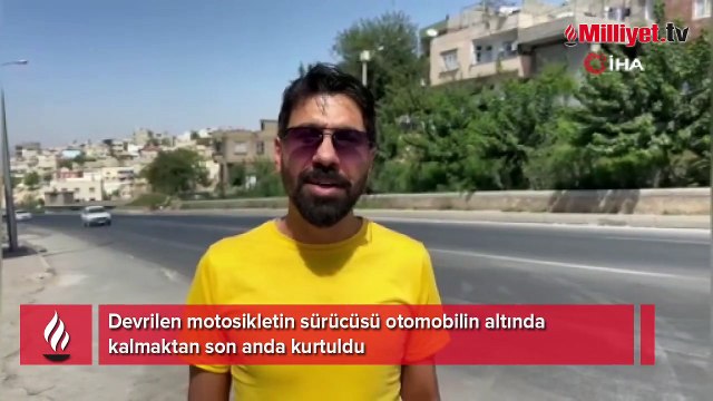 Motosikletlinin ölümle burun buruna geldiği an kamerada