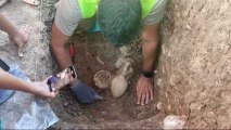 Vídeo del hallazgo de un ungüentario que puede datar de los los siglos III y II a. C. en el Cerro del Villar de Málaga