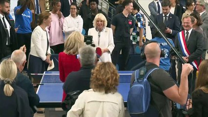 Pingpong-Diplomatie mit Camilla und Brigitte Macron