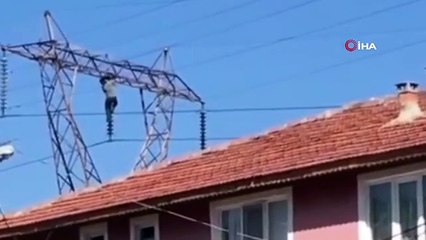 Karabük'te Psikolojik Sorunları Olan Kişi Yüksek Gerilim Hattına Tırmandı