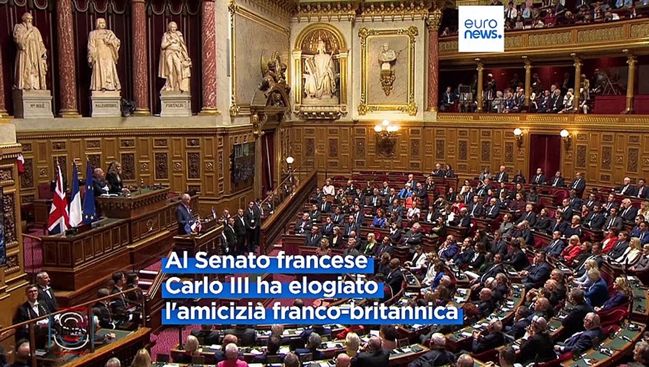 Re Carlo III al Senato francese: "Serve un'intesa franco-britannica sul clima"