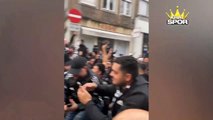 Beşiktaş taraftarlarından Brugge sokaklarında coşkulu tezahürat