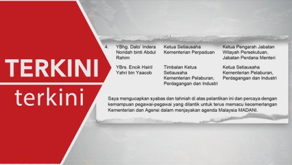 [TERKINI] Pelantikan baharu lima KSU, Ketua Pengarah