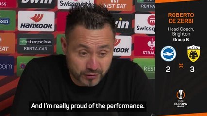 Скачать видео: De Zerbi sees the positives as Brighton suffer defeat in European debut