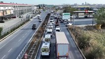 Arnavutköy'de Emniyet Şeridi İhlali Yapan Sürücülere Dron Destekli Denetim