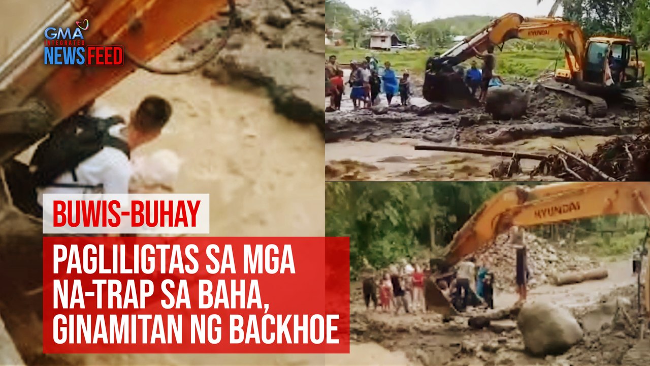 Pagliligtas sa mga na-trap sa baha, ginamitan ng backhoe | GMA Integrated Newsfeed