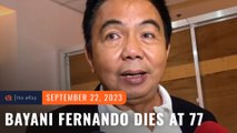 Ex-Marikina mayor Bayani Fernando dies at 77