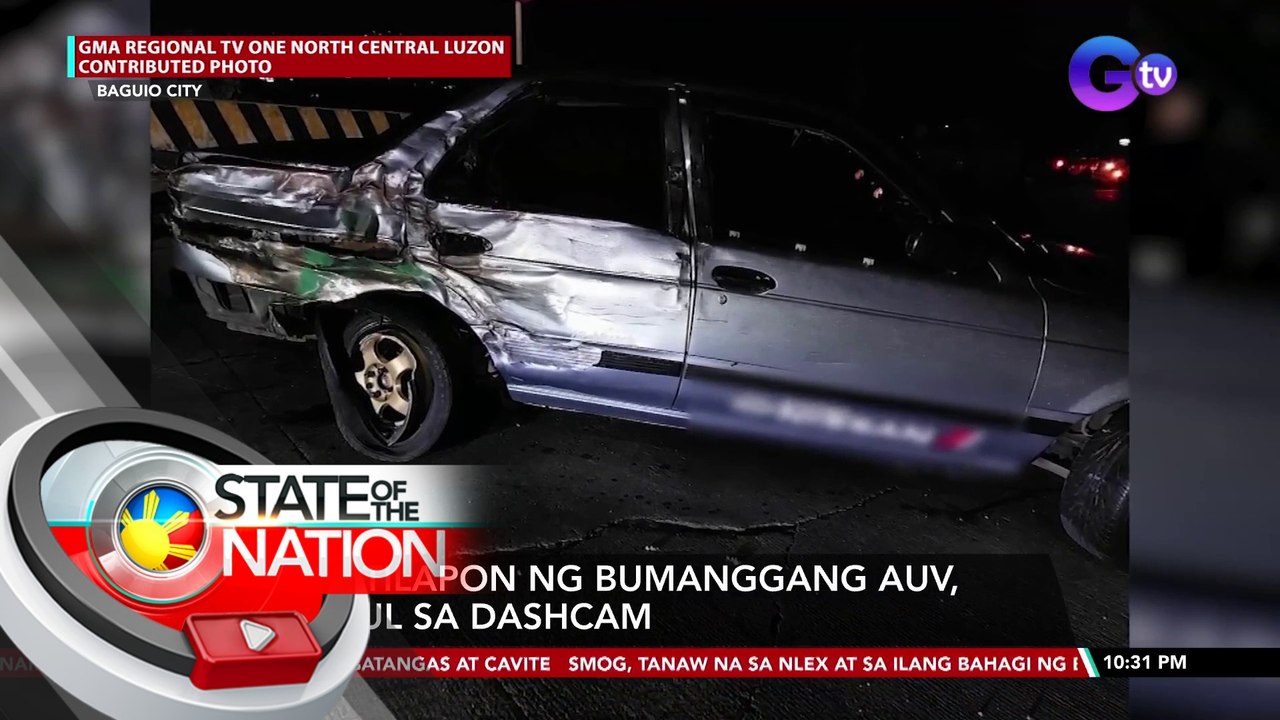 Pagtilapon ng bumanggang AUV, sapul sa dashcam | SONA