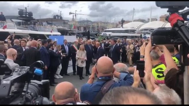Giorgia Meloni in visita al Salone Nautico Internazionale di Genova