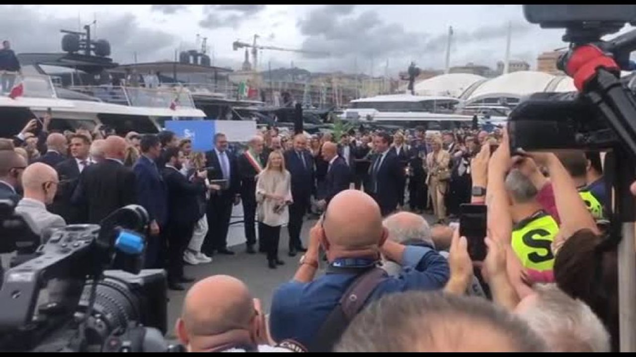 Giorgia Meloni in visita al Salone Nautico Internazionale di Genova