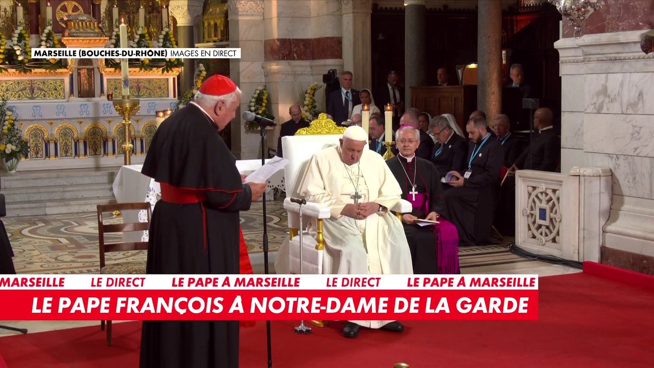 Arrivée du pape François à la Basilique Notre-Dame de la Garde à Marseille