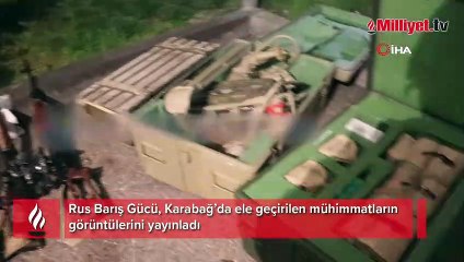 Rus Barış Gücü, Karabağ’da ele geçirilen mühimmatların görüntülerini yayınladı