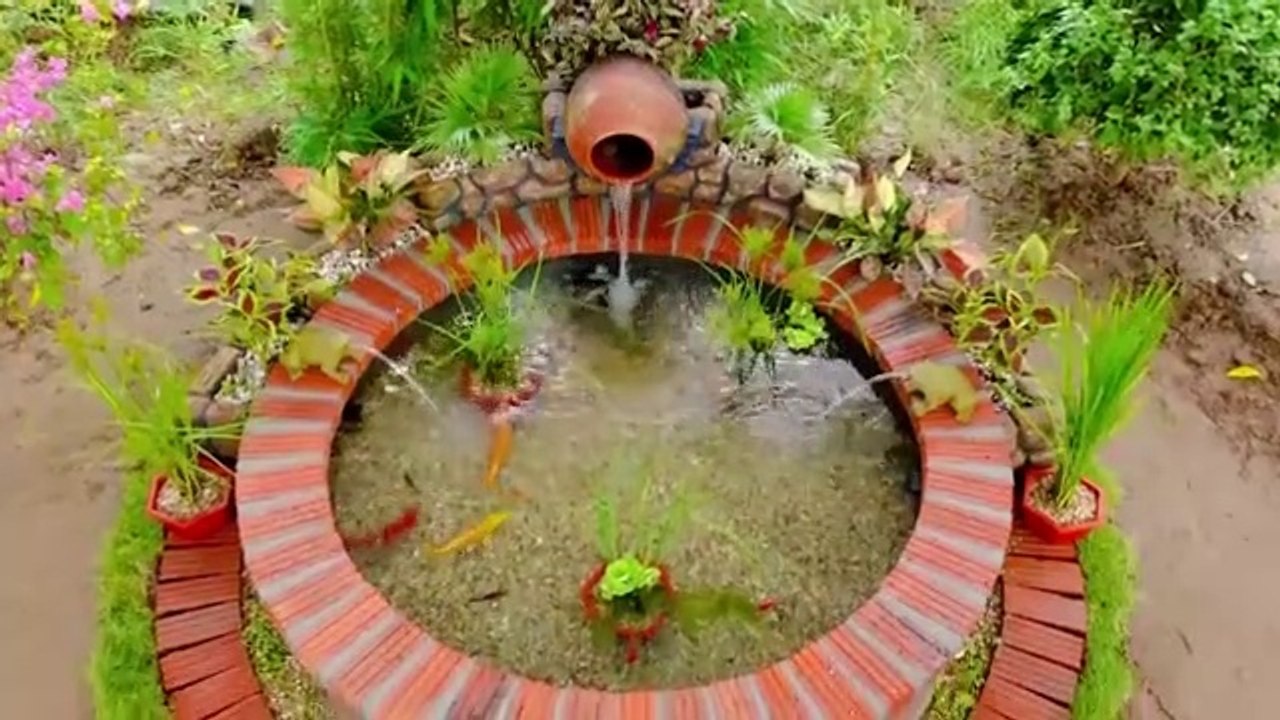 How to transform your garden into sweet space with beautiful waterfall aquarium, fish and trees