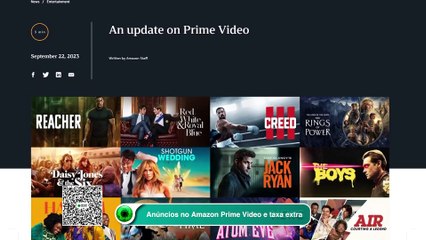 Anúncios no Amazon Prime Video e taxa extra