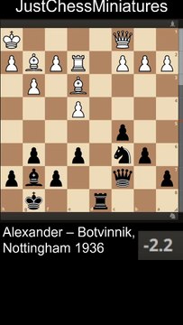 Botvinnik sacrifices the Bishop and wins a Pawn