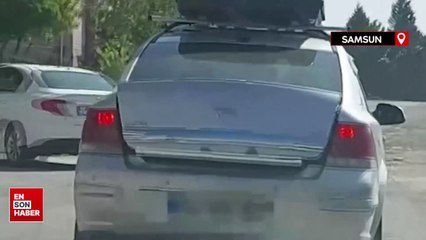 Seyir halindeki aracın bagaj kapağının açılmaması için tehlikeli çözüm