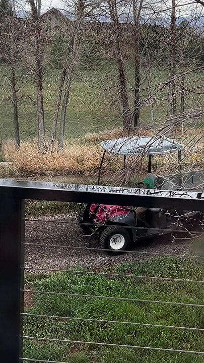Son Drives Golf Cart Home