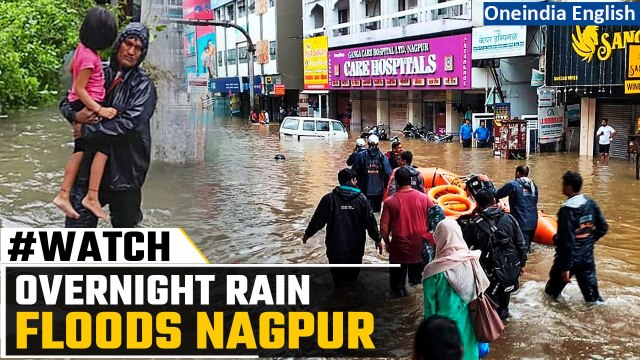 Nagpur Rains: Heavy rain floods several areas, at least 140 people shifted to safety | Oneindia News