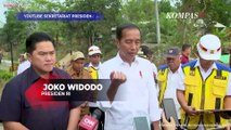 Momen Presiden Jokowi Membungkuk untuk Cek Inpres Jalan Daerah di Penajam Paser Utara