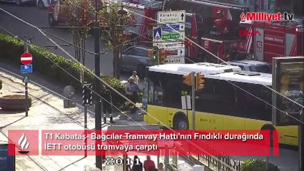 İstanbul'da otobüs tramvaya çarptı