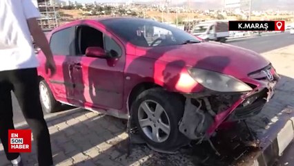 Kahramanmaraş'ta trafik kazası: Yön levhası yolun ortasında kaldı