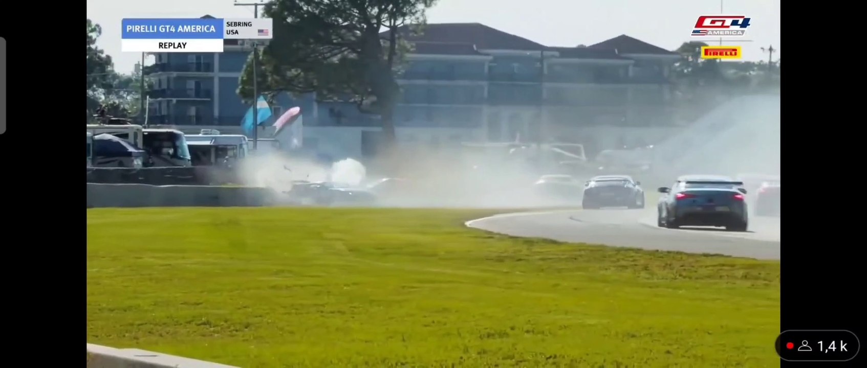 GT4 GT World Challenge America 2023 Sebring Race 1 Start Huge Crash