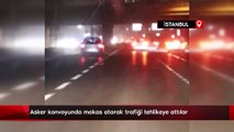 İstanbul'da asker konvoyunda makas atarak trafiği tehlikeye attılar