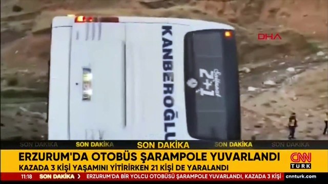Erzurum'da otobüs şarampole yuvarlandı: 3 ölü, 21 yaralı