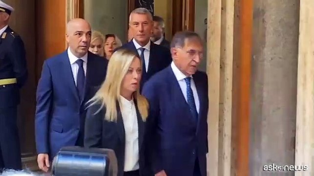 Napolitano, l'arrivo di Giorgia Meloni alla camera ardente